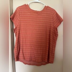 Madewell crinkle texture peach striped tee women’s XL